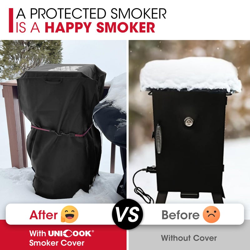 Unicook 30 Inch Electric Smoker Cover for Masterbuilt, Heavy Duty Waterproof Vertical Smoker BBQ Grill Cover, All Weather Resistant, 18" W x 17" D x 33" H - Image 5
